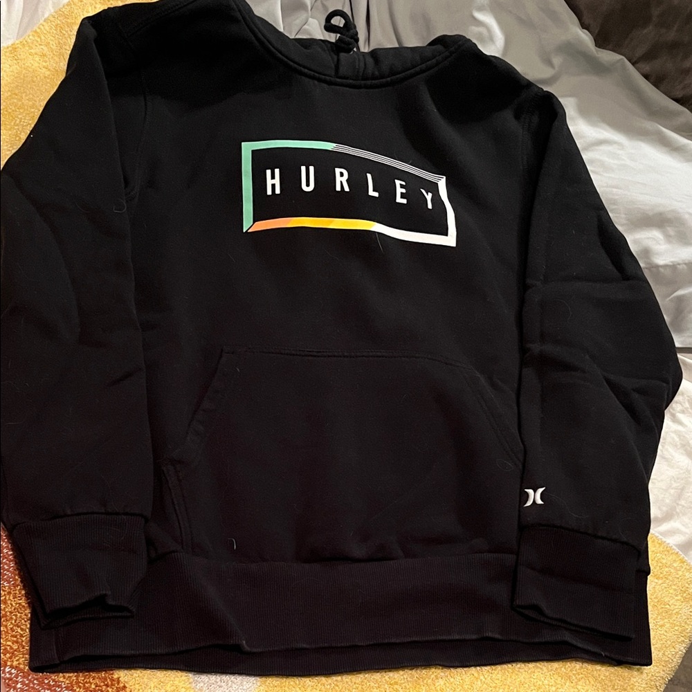 Hurley Black Crewneck Sweatshirt with Gradient Logo